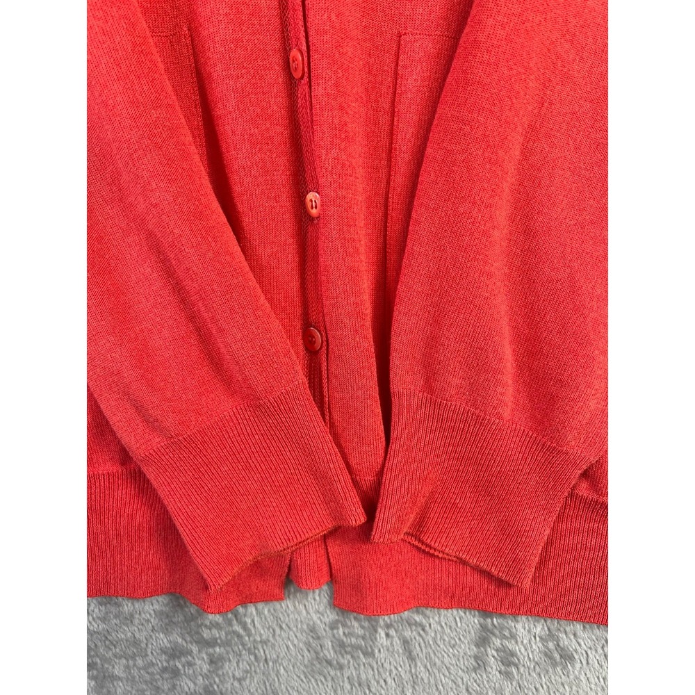 Escada Sport Cardigan Sweater Medium Orange V-Neck Button Front Cotton Viscose - Picture 5 of 12